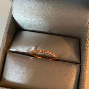 14k Rose Gold Stackable Dainty Diamond Ring
